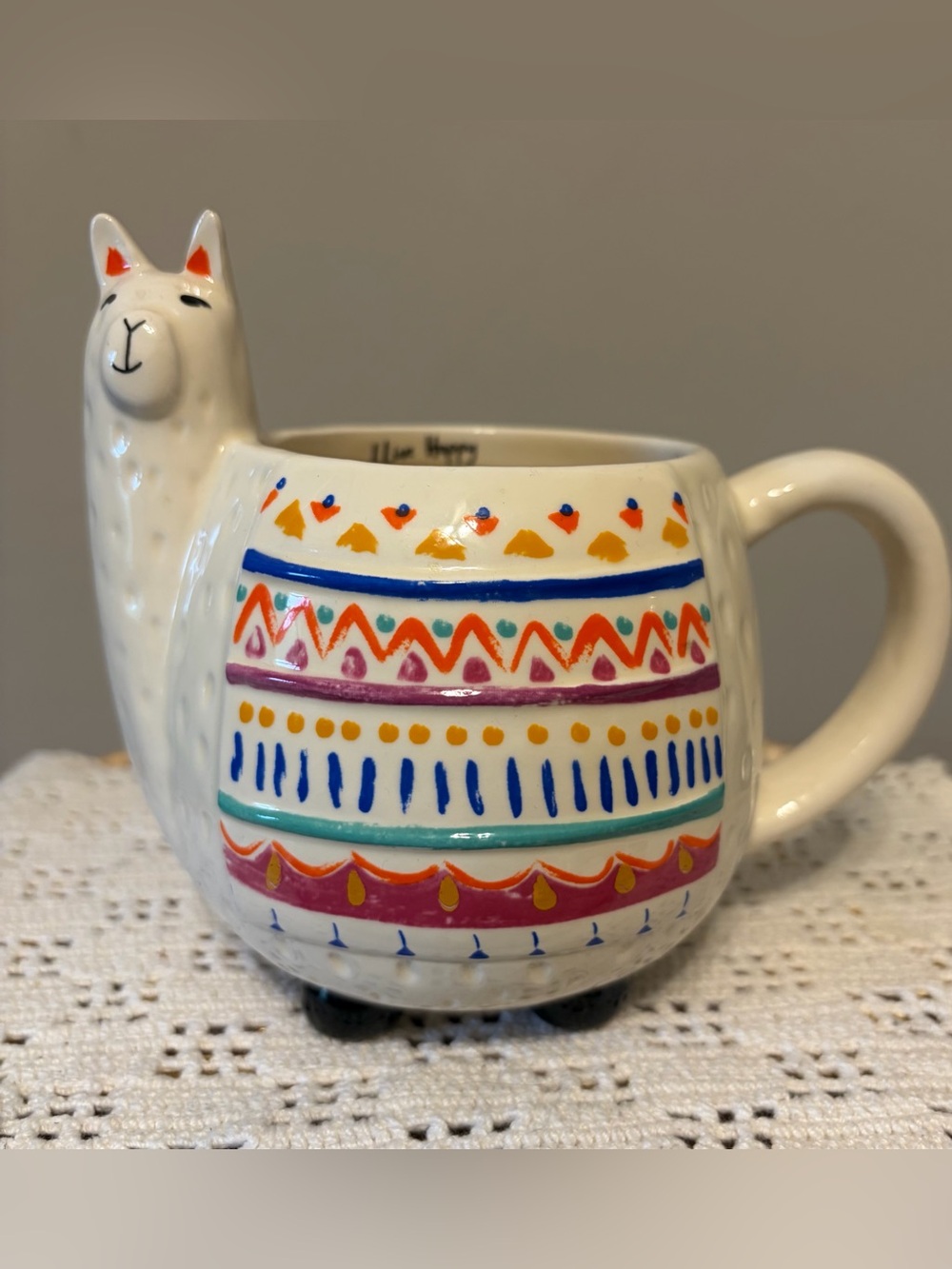 Natural Life Live Happy Ceramic Llama Mug Cup